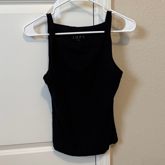 LOFT Tops - LOFT Black Ribbed Scoop Neck Tank Top
